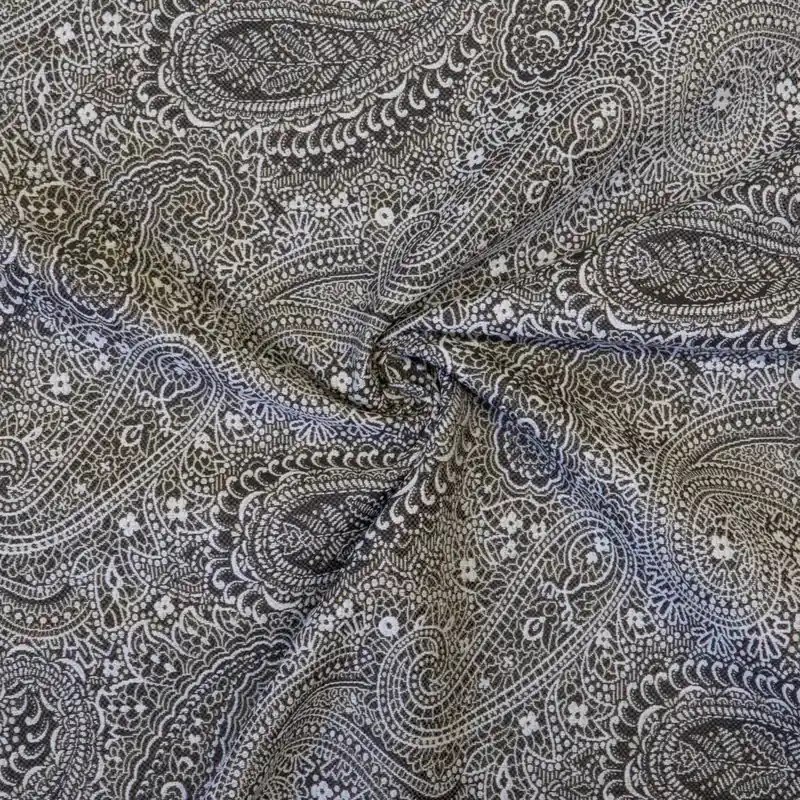 Aktuell Jacquard, dunkelblau, weiß, taupe, Paisley-Muster