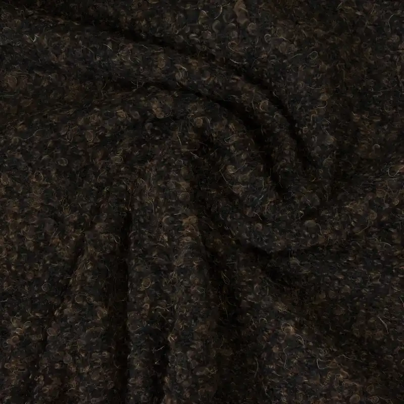 Wollstoff, Bouclé, brauntöne, schwarz, Webstruktur Markenprodukt