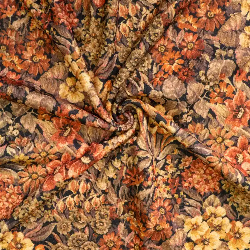 Feinstrick, florale Motive, orange, brauntöne Nur Heute