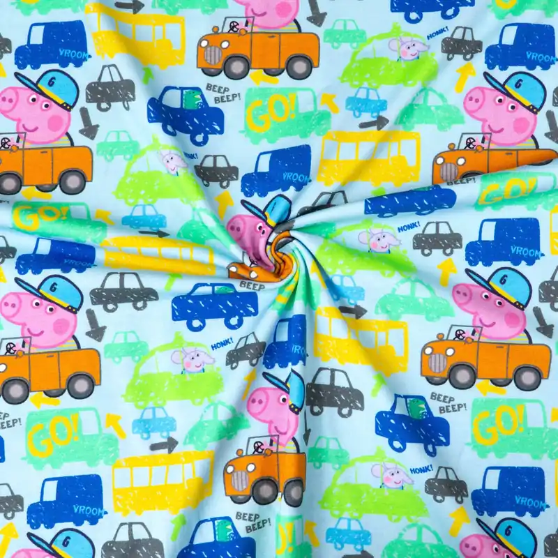 Baumwolljersey, blau, grün, gelb, orange, Filmmotive Heißes Angebot