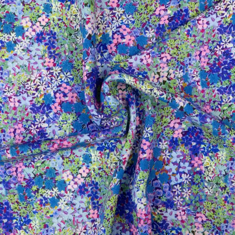 Viskosestoff, Javanaise, blautöne, rosa, grüntöne, Milles Fleures Top-Preis