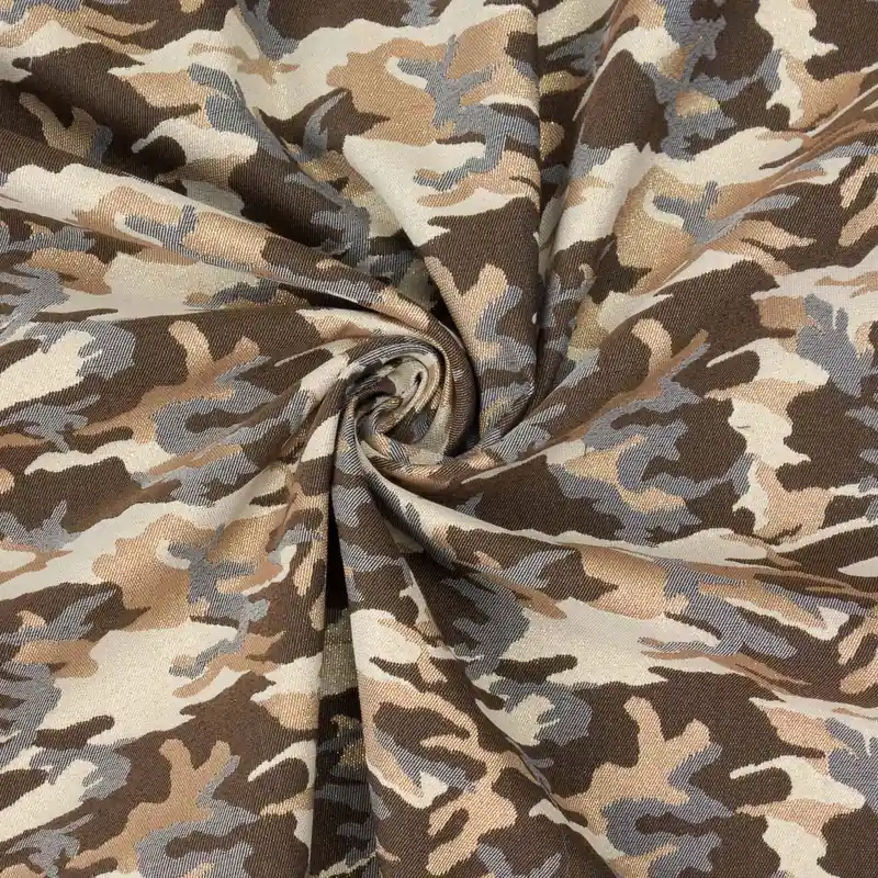 elastischer Jacquard, gold, grau, brauntöne, Glanzeffekt, Camouflage Rabatt