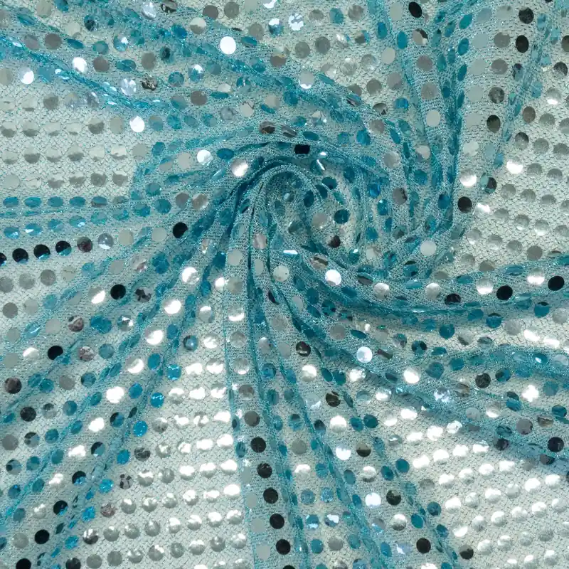 Preisreduziert Paillettenstoff, hellblau, Glanzeffekt, uni