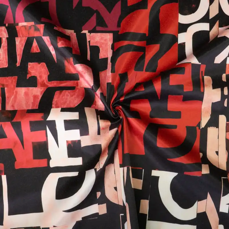elastischer Satin, rottöne, schwarz, grafisch gemustert Bestseller