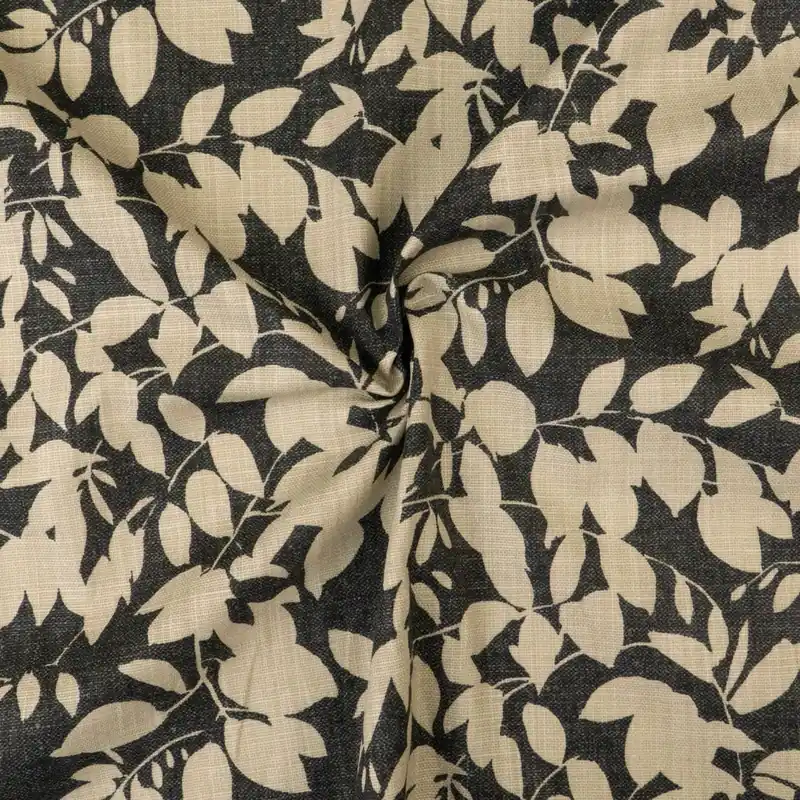 Expressversand Dekostoff, Panama, dunkelgrau, beigegrau, florale Motive