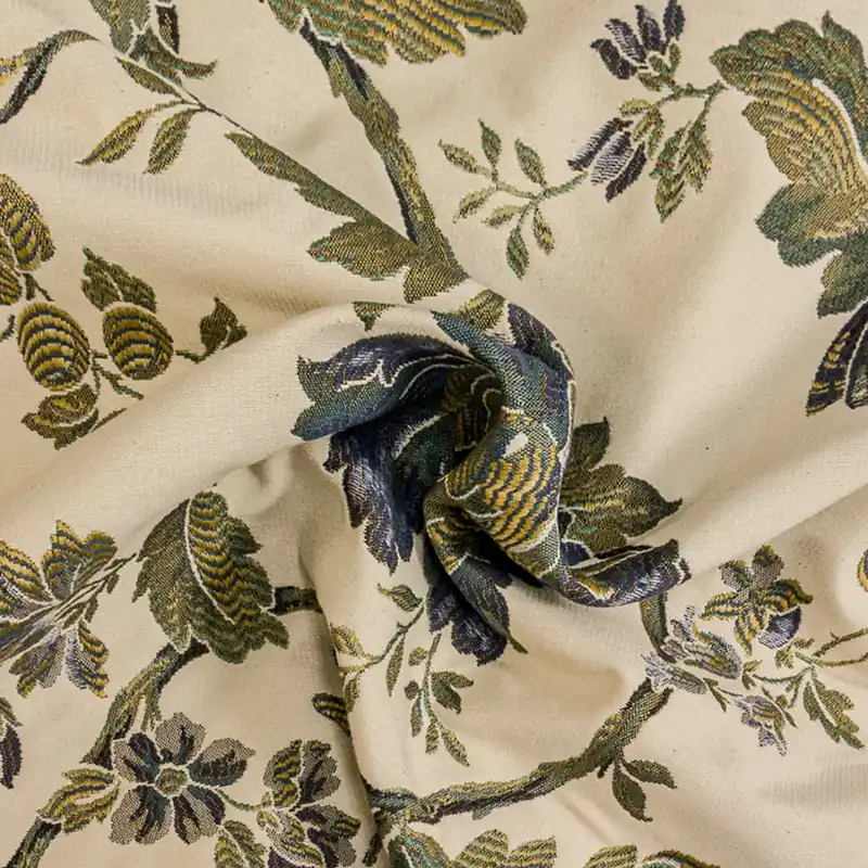 Saisonangebot Jacquard, cremetöne, blautöne, grüntöne, florale Motive, 2,80m Breite