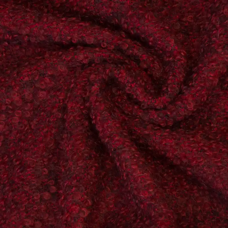 Rabatt Wollstoff, Bouclé, bordeaux, rot, Webstruktur