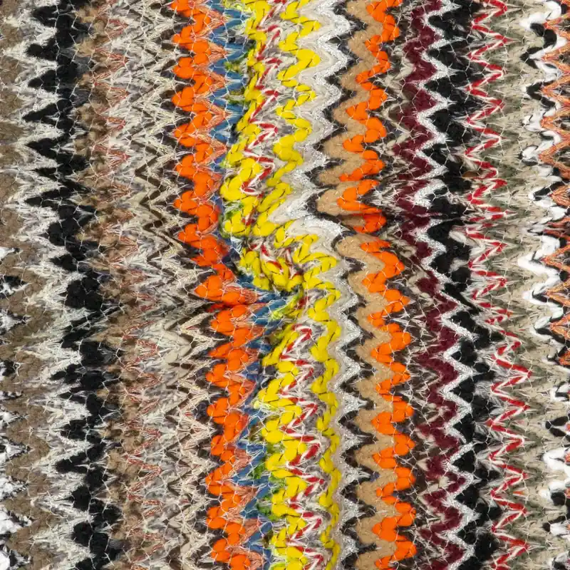 Wollstoff, Buntgewebe, gelb, orange, grau, silber, Chevron-Muster Meistverkauft