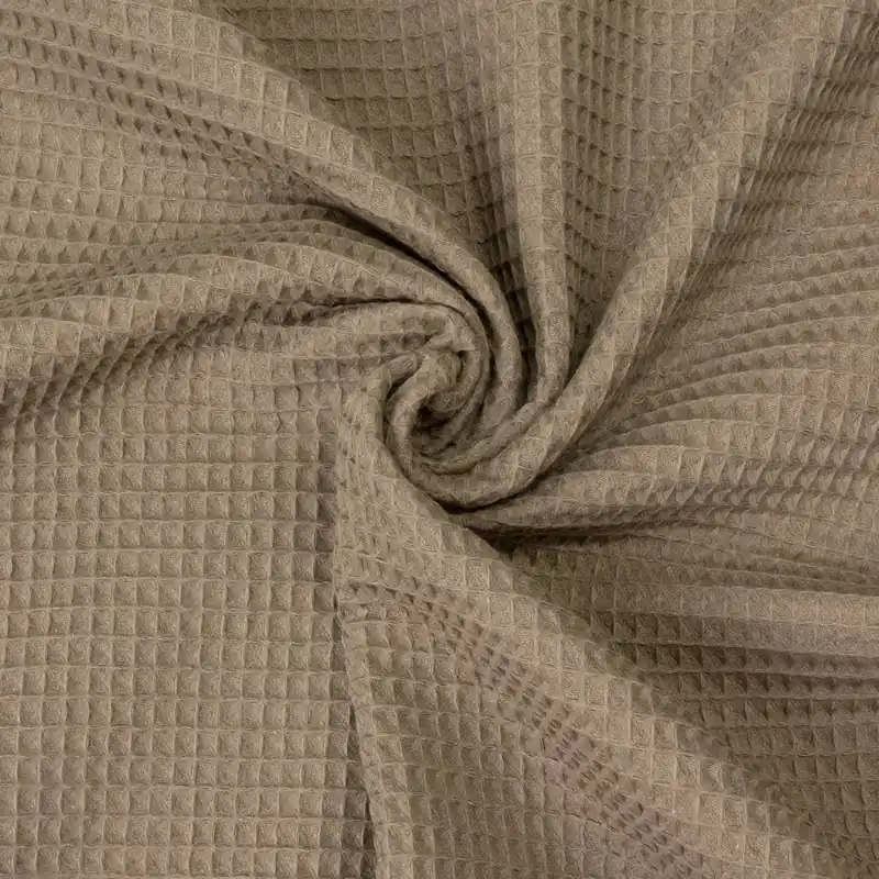 Großhandel Baumwollstoff, Waffelpiqué, taupe, uni, Webstruktur