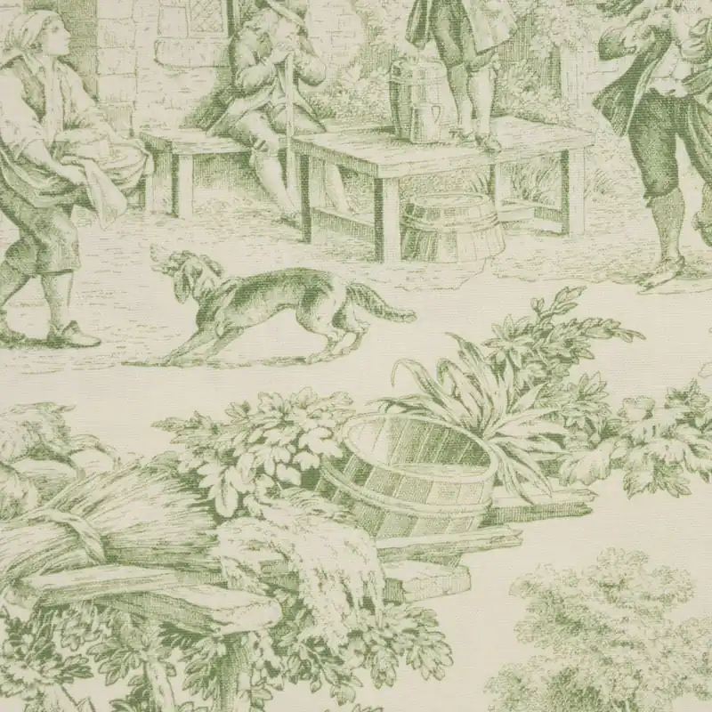 Kostenfreie Lieferung Dekostoff, Panama, ecru, grün, figürliche Motive