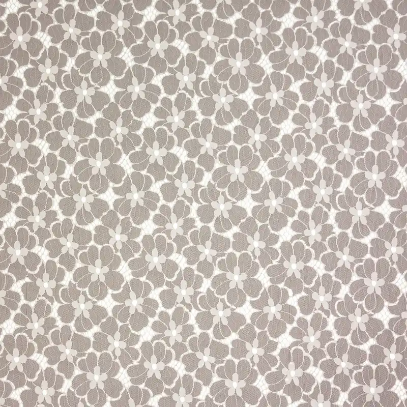 Spitzenstoff, taupe, hellgrau, florale Motive Schneller Versand