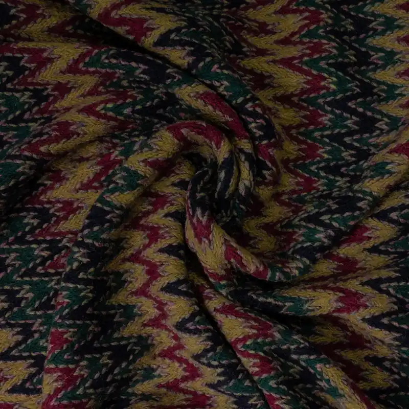 Solange Der Vorrat Reicht Strickjacquard, Chevron-Muster, brauntöne, dunkelgrün, bordeaux