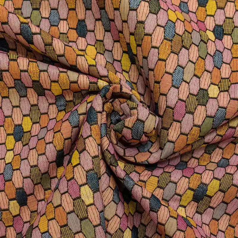 Dekostoff, Gobelin, rosé, blautöne, grafisch gemustert Hochwertig