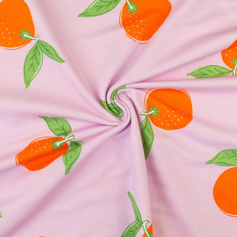 French Terry, rosa hell, orange, grün, Früchte Preiswert