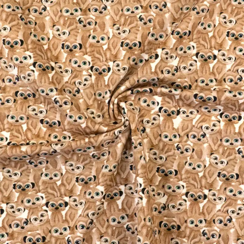 Baumwolljersey, brauntöne, vanille, Kindermotive – Tiere Nur Heute