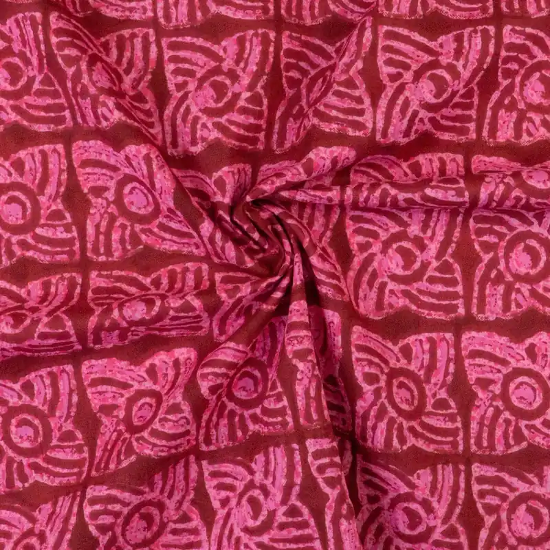 Baumwollstoff, Cretonne, pink, grafisch gemustert Original