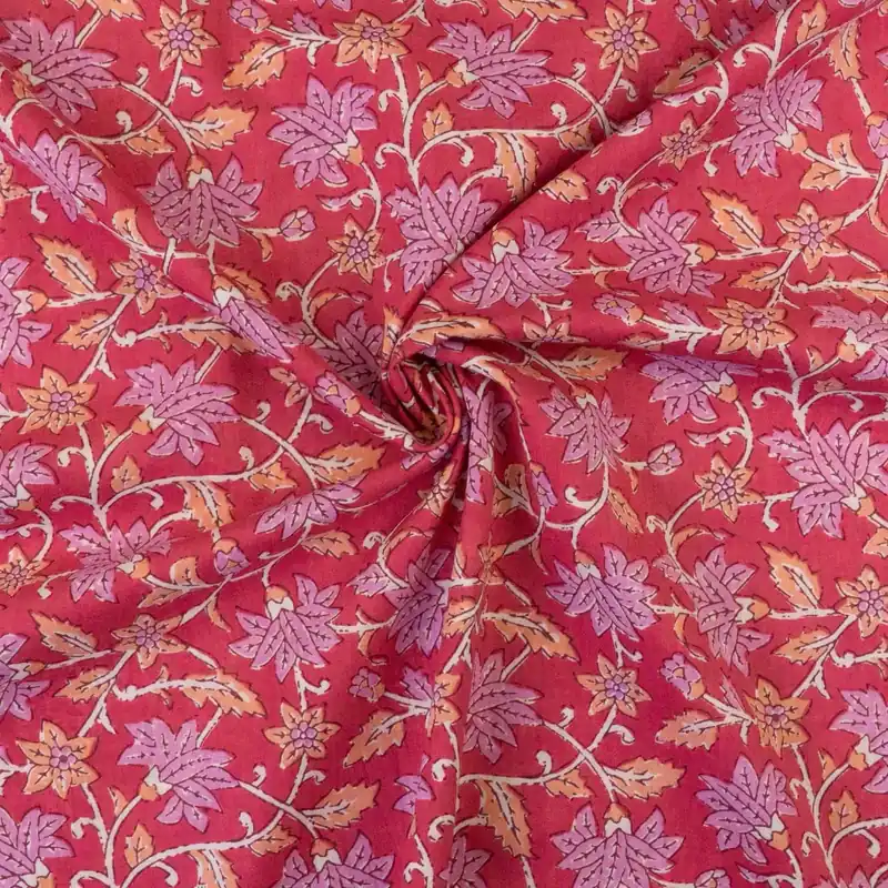 Günstig Baumwollstoff, Cretonne, pink, apricot, rosa, floral gemustert