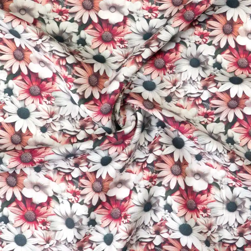 Must-Have Viskosestoff, Satin, weiß, rosatöne, Milles Fleures