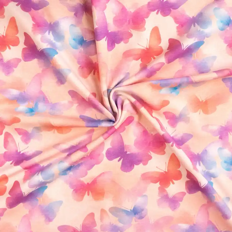 Baumwolljersey, rosa hell, pink, blautöne, Insekten Sale