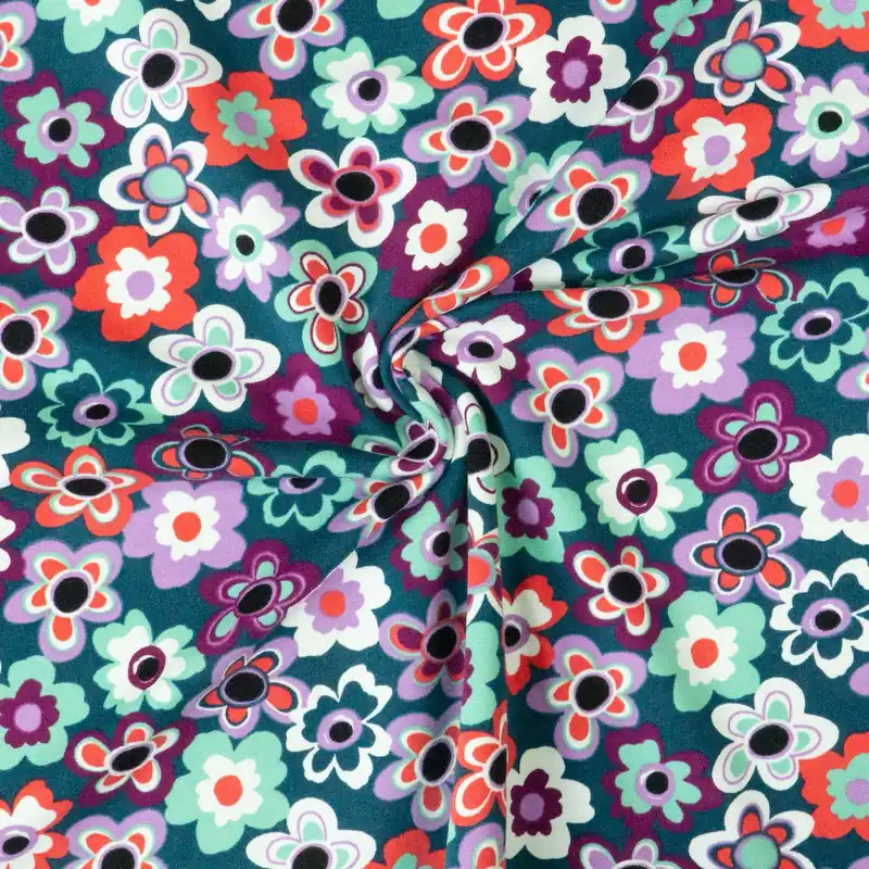 Knallerangebot French Terry, petrol, mint, koralle, flieder, Milles Fleures