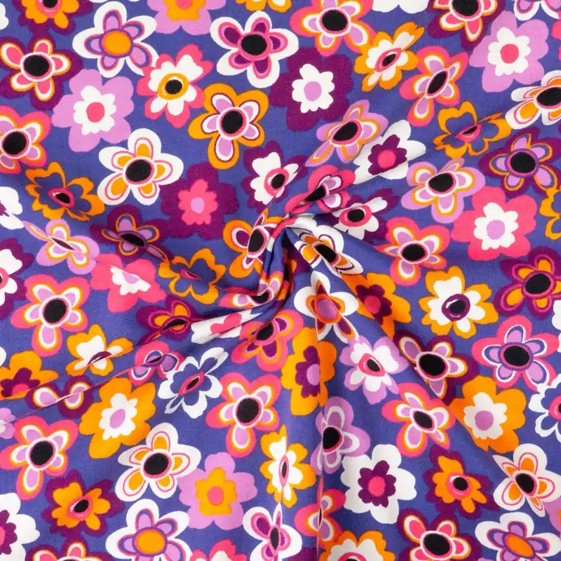 French Terry, orange, pink, beere dunkel, weiß, Milles Fleures Sonderaktion