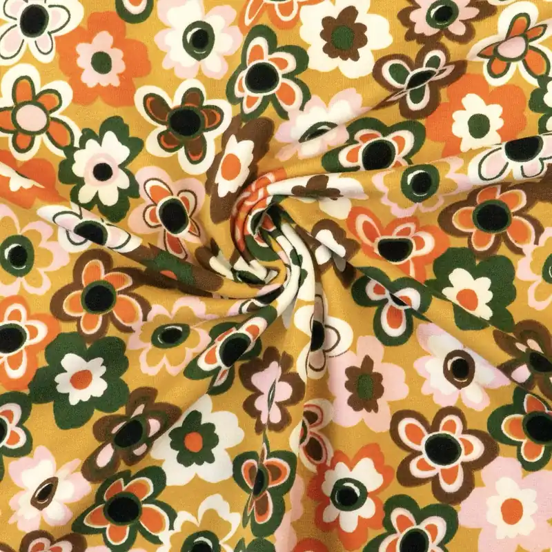 French Terry, ocker, rosa, oliv, braun, Milles Fleures Beliebt