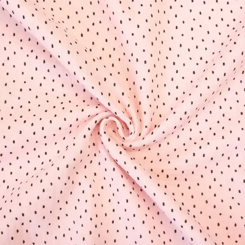 Baumwollstoff, Musselin, rosé, schwarz, Tupfen Direkt Vom Hersteller