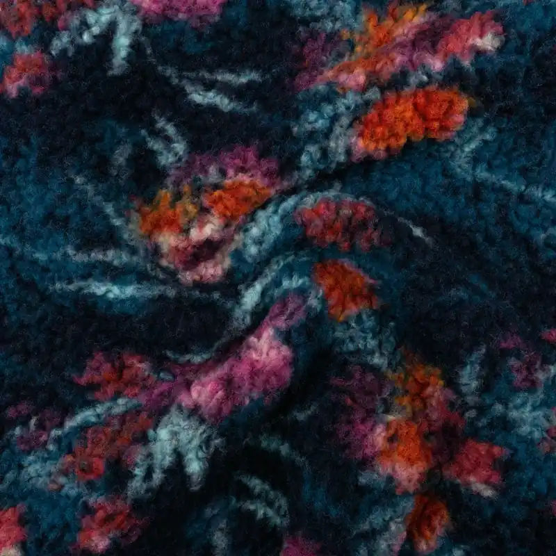 Wollstoff, gekochte Wolle, orange, petrol dunkel, beere, abstrakt gemustert Beliebt