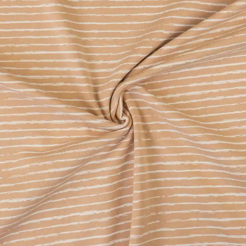 Baumwolljersey, pfirsich, offwhite, Streifen Jetzt Bestellen