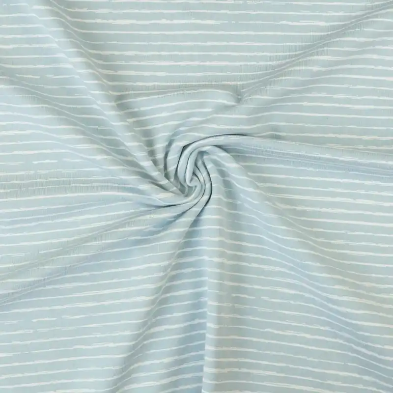 Baumwolljersey, hellblau, offwhite, Streifen Neu