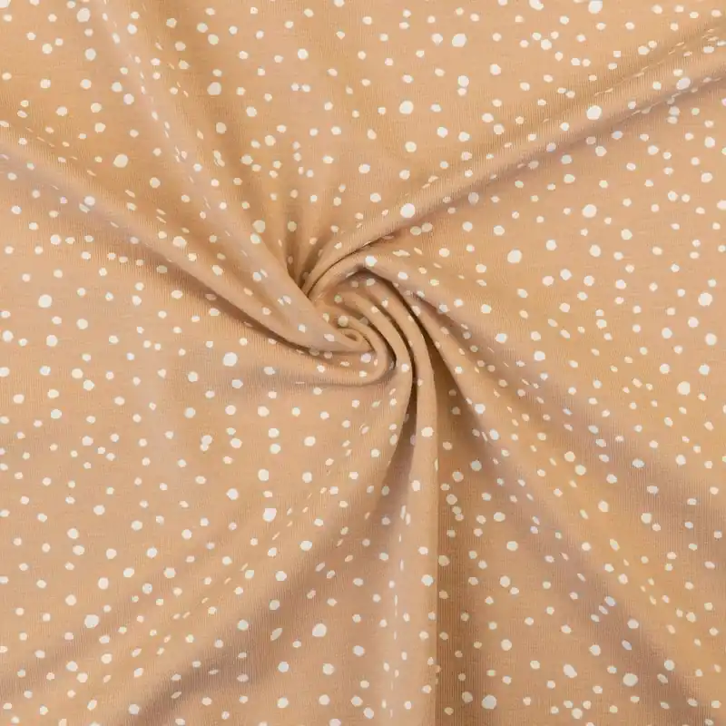 Top-Seller Baumwolljersey, pfirsich, offwhite, Tupfen