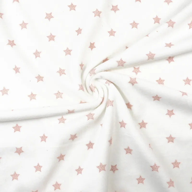 Nickistoff, weiß, altrosa, grafisch gemustert Ausverkauf