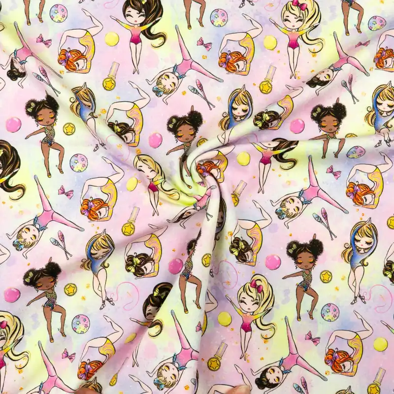 Kostenfreie Lieferung Baumwolljersey, gelb, rosa, blau, Kindermotive – Figuren