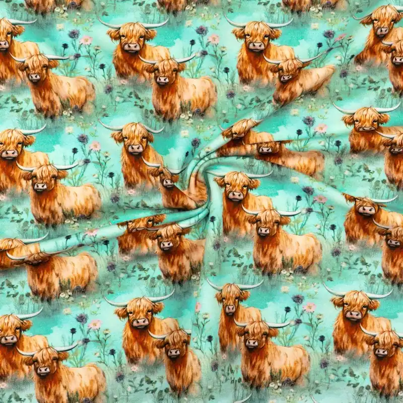 French Terry, türkis hell, brauntöne, Tiermotive Bestseller