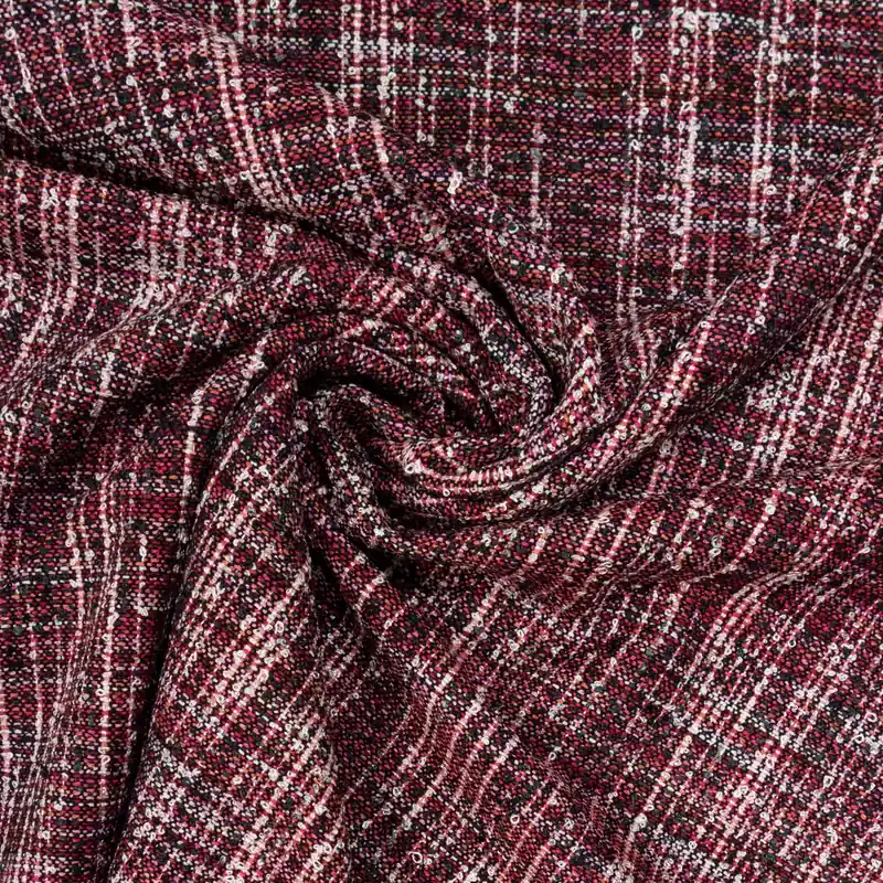 Wochenendangebot Bouclé, rot, schwarz, weiß, orange, Webstruktur