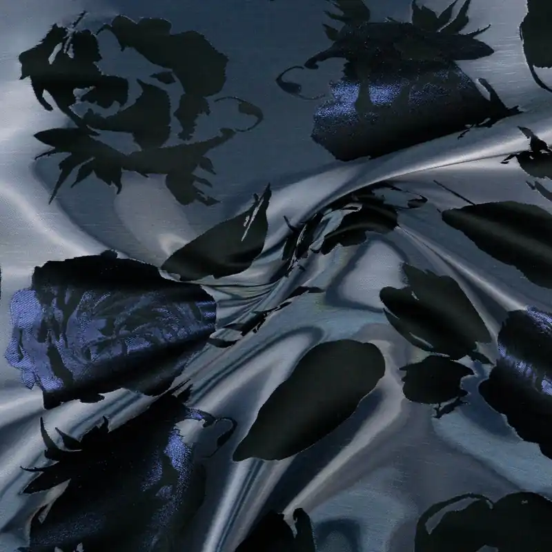 Neue Kollektion Jacquard, blaugrau, florale Motive, Glanzeffekt