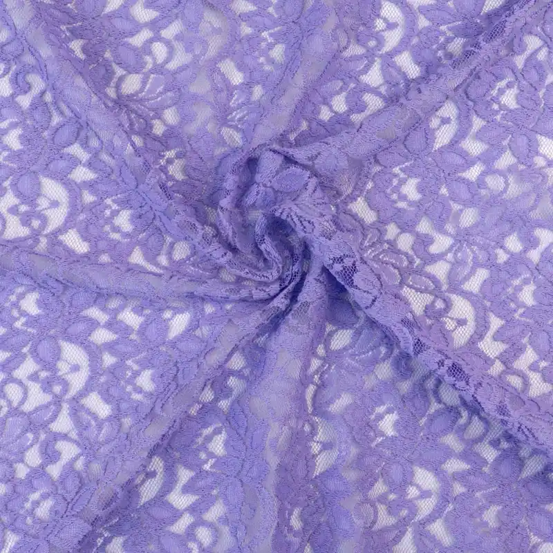 Top-Seller Elastischer Spitzenstoff, flieder, uni, floral gemustert