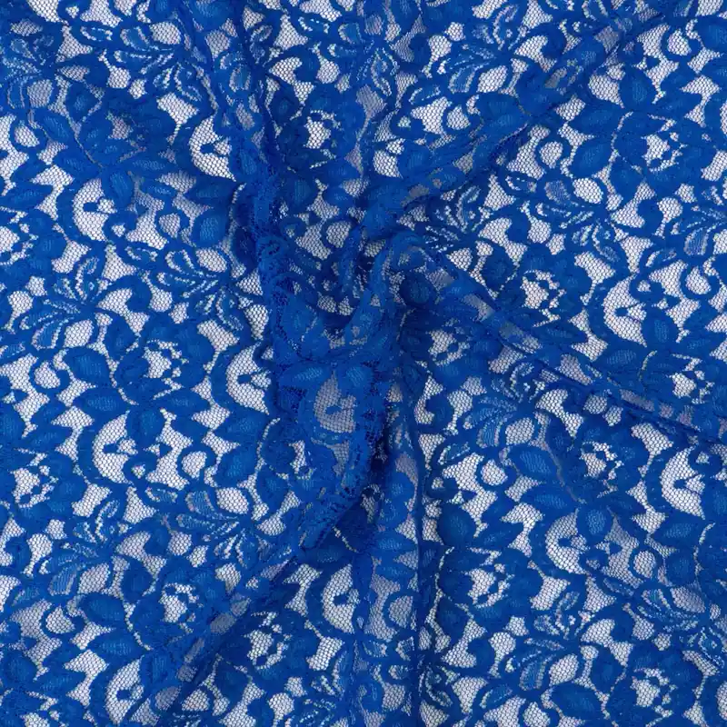 Elastischer Spitzenstoff, blau, uni, floral gemustert Preis Gesenkt