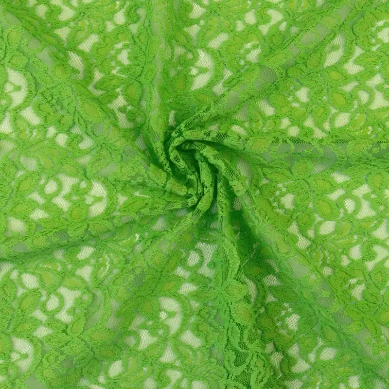 Elastischer Spitzenstoff, grün, uni, floral gemustert Neu Im Sortiment