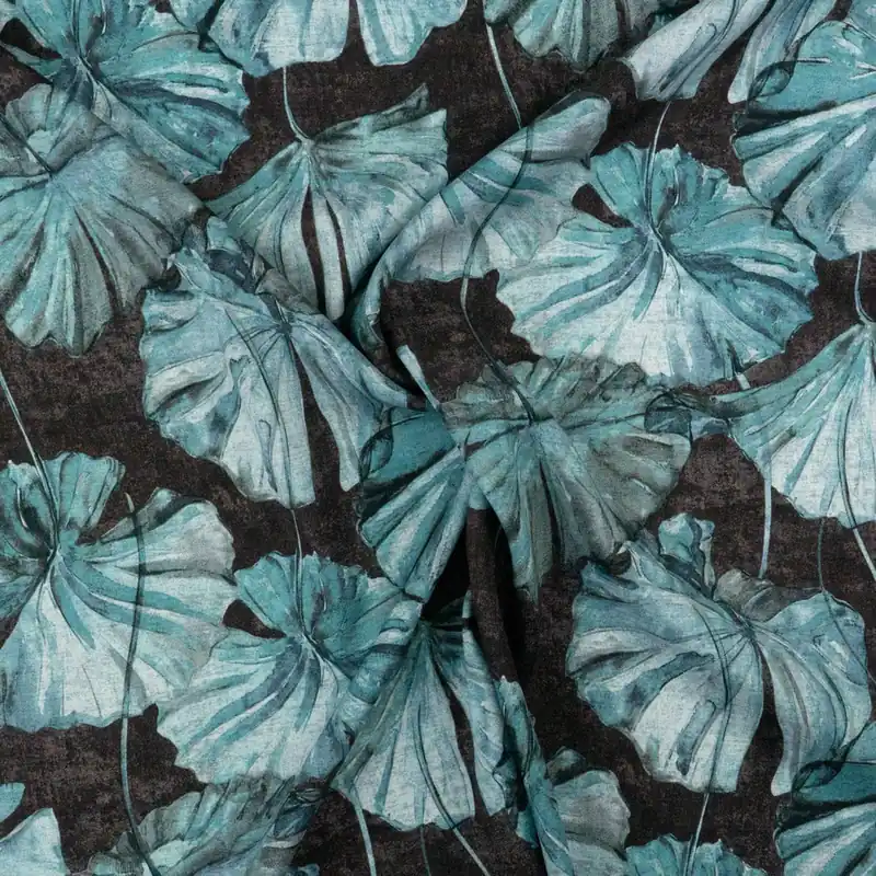 Begrenztes Angebot Elastischer Seidenstoff, Crêpe-Satin, lilatöne, türkistöne, florale Motive