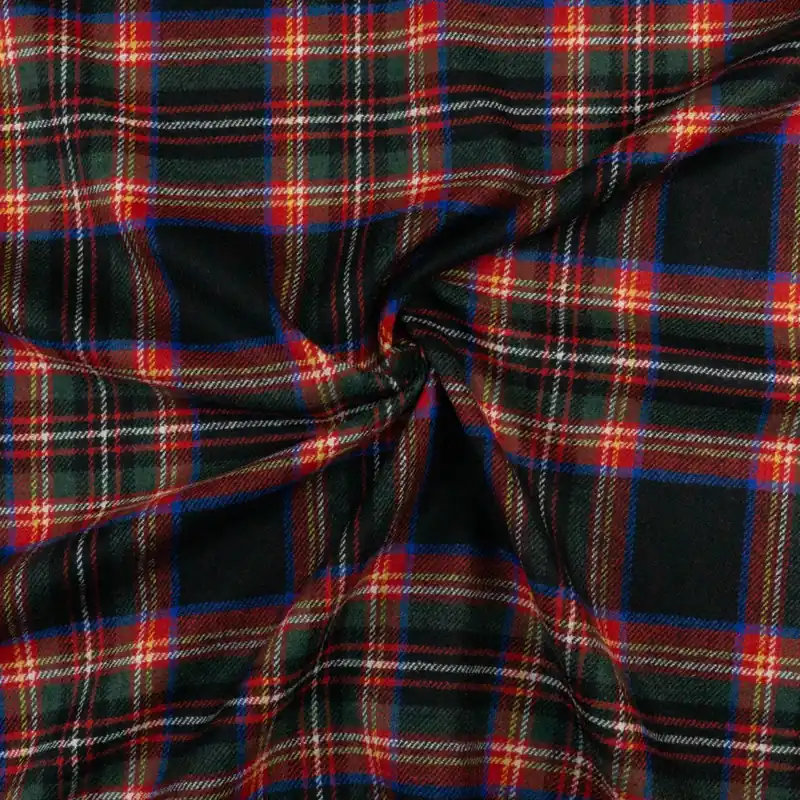 Wollstoff, Streichgarn, schwarz, rot, grün, blau, Schottenkaro Angebot