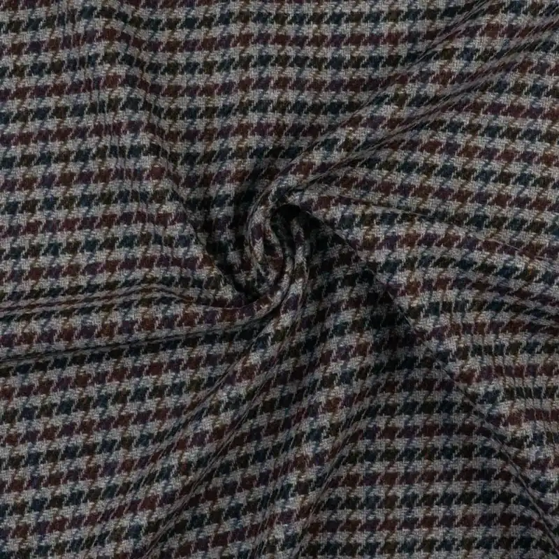 Wollstoff, Streichgarn, grau, blau, braun, bordeaux, Hahnentritt Sale