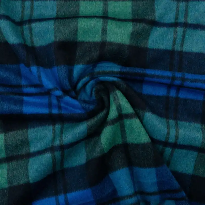 Mantelvelour, blau, grün, schwarz, Webkaro Preis Gesenkt