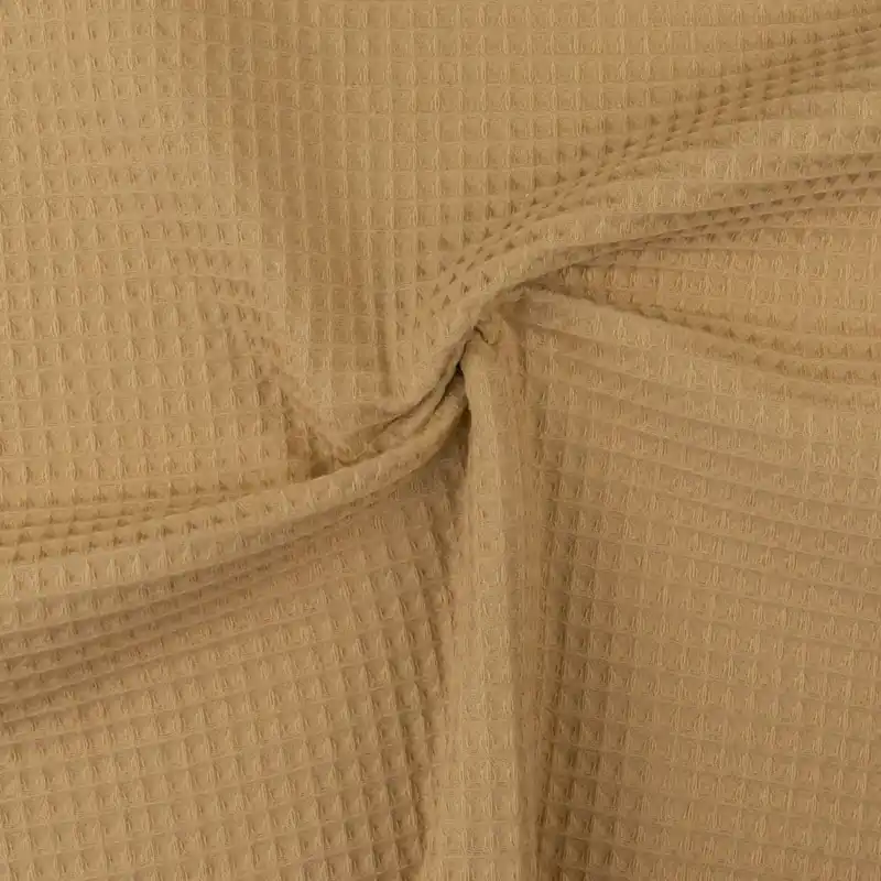 Sale Baumwollstoff, Waffelpiqué, beigebraun, uni, Webstruktur