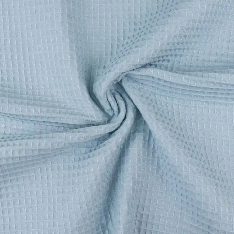 Mengenrabatt Baumwollstoff, Waffelpiqué, mittelblau, uni, Webstruktur