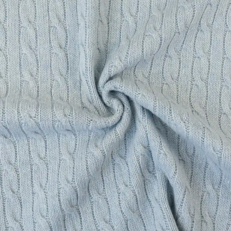 Wollstoff, Strickstoff, hellblau, grafisch gemustert, uni Finale Aktion