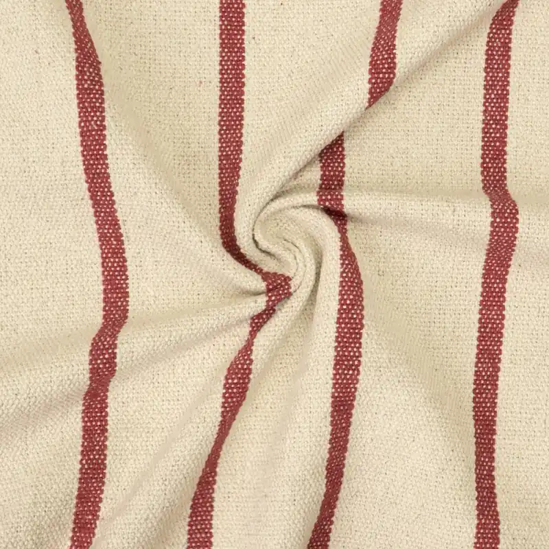 Geld-Zurück-Garantie Robuster Dekostoff, natur, rot, Webstreifen