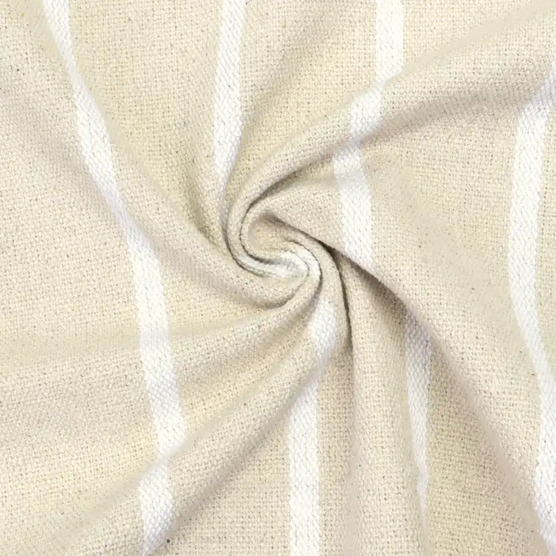 Aktuell Robuster Dekostoff, natur, offwhite, Webstreifen