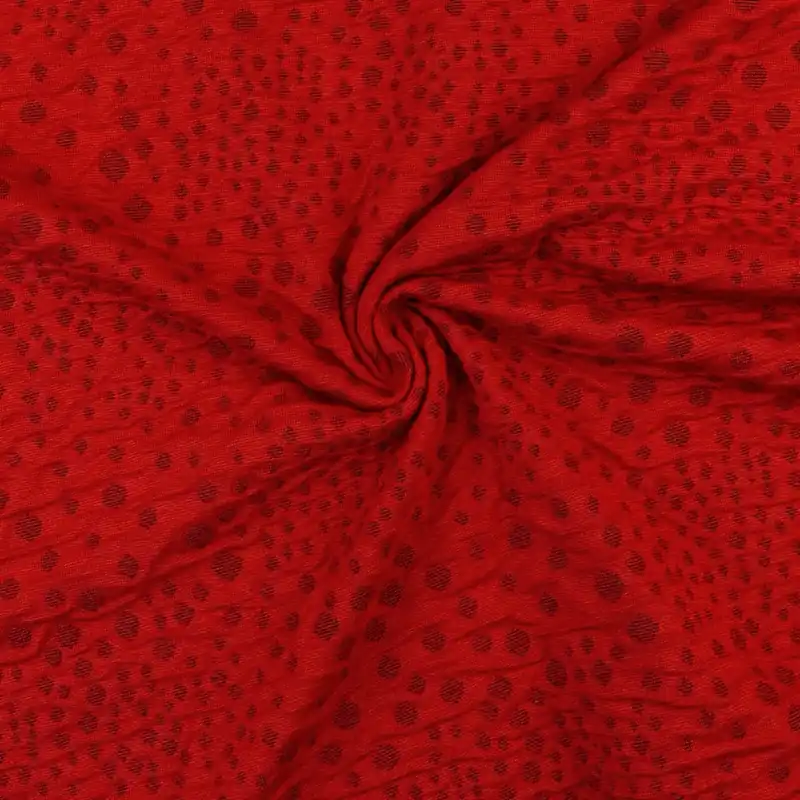 Strickjacquard, Doppelgewebe, rot, schwarz, hellgrau, Tupfen Günstig