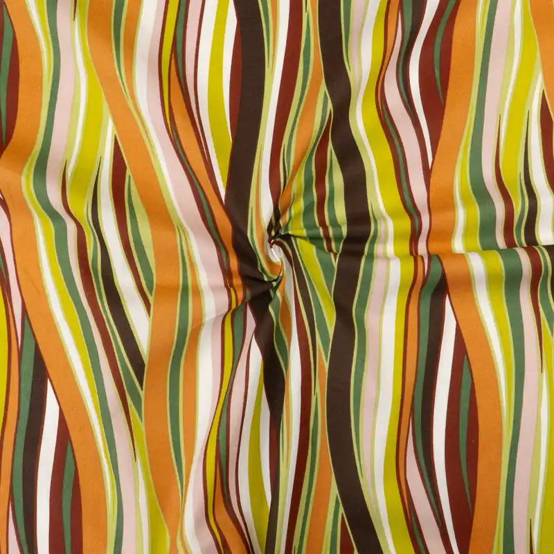 Baumwollstoff, Cretonne, orange, grüntöne, dunkelbraun, rosa, grafisch gemustert Versand Am Gleichen Tag